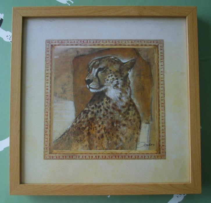 Canvas Frame met Cheeta Print 33 x 33 cm, Huis en Inrichting, Woonaccessoires | Schilderijen, Tekeningen en Foto's, Zo goed als nieuw