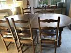 Massief eiken tafel met 6 stoelen, Antiek en Kunst, Ophalen
