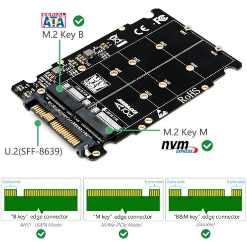 M.2 NVME Key M+B naar SSD Sata U.2 Adapter + adapter SATA, Computers en Software, Harde schijven, Nieuw, SSD, SATA, Ophalen of Verzenden