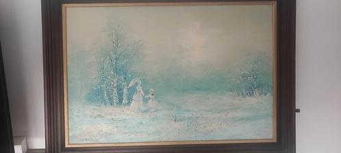 Olie schilderij op doek en gesigneerd in mooie kader, Antiek en Kunst, Kunst | Schilderijen | Klassiek, Ophalen
