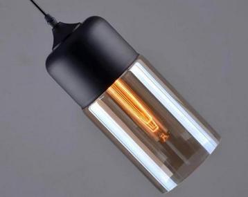 Hanglamp E27 Zwart Chroom Chrome Metaal Glas 30CM lang Nieuw beschikbaar voor biedingen