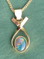 14K Goud Doublé ketting met prachtige Opaal triplet 40 cm, Met edelsteen, Nieuw, Ophalen of Verzenden, Goud