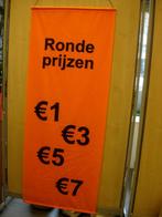 Banners 'ronde prijzen 1-3-5-7', Ophalen of Verzenden, Gebruikt