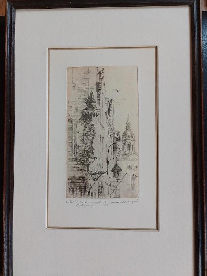 Romain Malfliet 1910 - 2006  O L V beeldje Sundermanstraat, Antiek en Kunst, Kunst | Etsen en Gravures, Verzenden