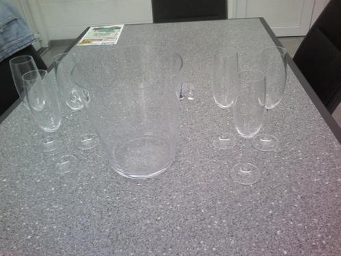 Kristallen ijsemmer+6 champagne glazen stad Gent, Antiek en Kunst, Antiek | Glaswerk en Kristal, Ophalen of Verzenden