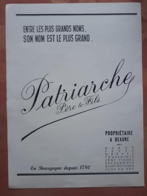Magazine publicitaire VINTAGE Bourgogne Patriarche/Keerz.can, Collections, Vins, Comme neuf, Vin rouge, France, Envoi