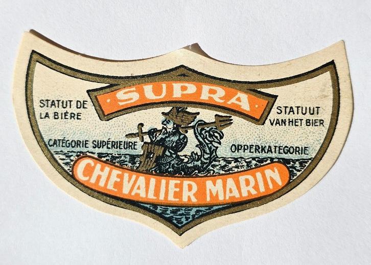 Supra Chevalier Marin Etiquette Bière Bottle Label 49, Verzamelen, Biermerken, Zo goed als nieuw, Overige typen, Overige merken