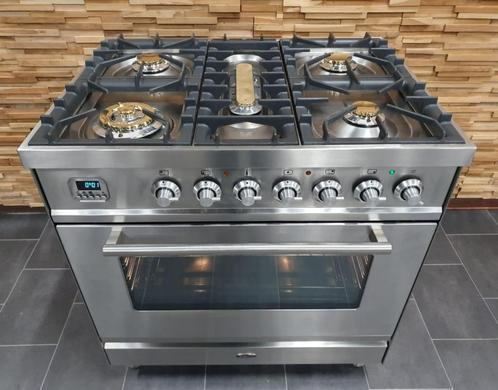 🔥Luxe Boretti Fornuis 80cm RVS 5 pits 1 grote oven, Elektronische apparatuur, Fornuizen, Zo goed als nieuw, Vrijstaand, Gas, 5 kookzones of meer