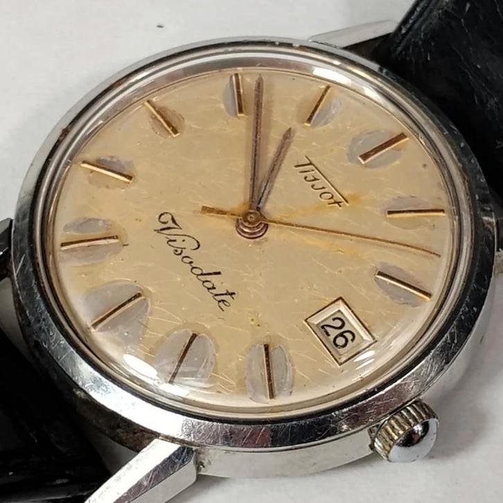Tissot visodate 100% d'origine, Handtassen en Accessoires, Horloges | Antiek, Polshorloge, Tissot, Staal, 1930 tot 1960, Met bandje