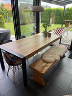 Stevige eettafel, hout met stalen frame, Ophalen, 200 cm of meer, 50 tot 100 cm, Vijf personen of meer