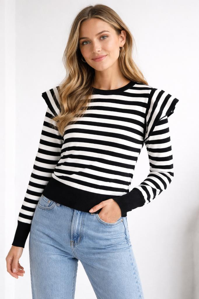 Gestreepte trui – ONLY, Kleding | Dames, Topjes, Nieuw, Maat 34 (XS) of kleiner, Wit, Lange mouw, Ophalen of Verzenden