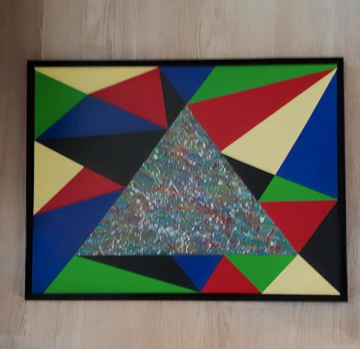 Schilderij: "Triangles". 80/60 cm., Antiek en Kunst, Kunst | Schilderijen | Modern, Ophalen