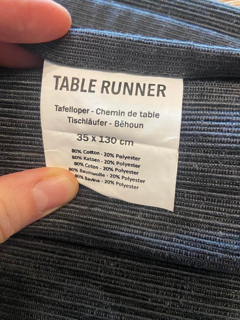 3 identieke tafellopers donkergrijs 35x130 cm (nieuw!), Ophalen of Verzenden