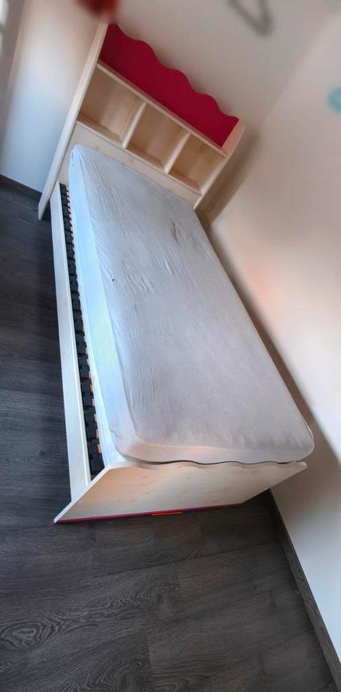 Eenpersoonsbed voor kinderen en meisjes, Huis en Inrichting, Slaapkamer | Bedden, Gebruikt, Eenpersoons, Wit