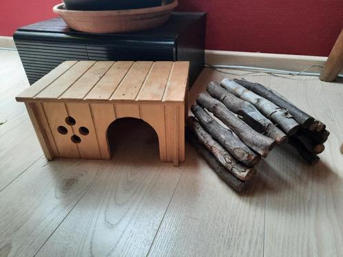 Maisonnette et pont en bois pour cochon d'inde, Animaux & Accessoires, Rongeurs & Lapins | Accessoires, Utilisé, Accessoire pour rongeur