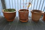 3 grote terracotta bloempotten, Tuin en Terras, Bloempotten, Ophalen, Gebruikt, 40 cm of meer, Rond