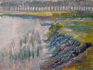 Schilderij M.VAN DEN BEMPT   "Aan de Schelde" beschikbaar voor biedingen