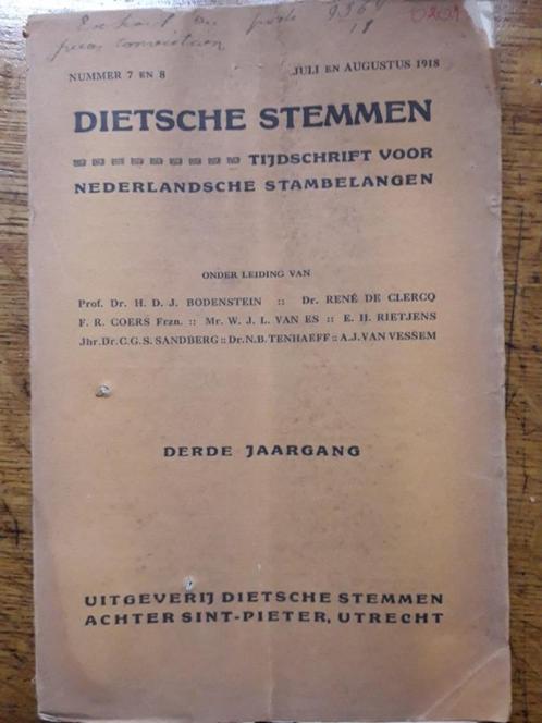 Dietsche Stemmen nummer 7 en 8 van 1918, Boeken, Geschiedenis | Nationaal, Gelezen, 20e eeuw of later, Ophalen of Verzenden