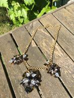 Statement ketting bruin/zwart/diamant met goudkl. ketting, Kunststof, Nieuw, Ophalen of Verzenden, Bruin