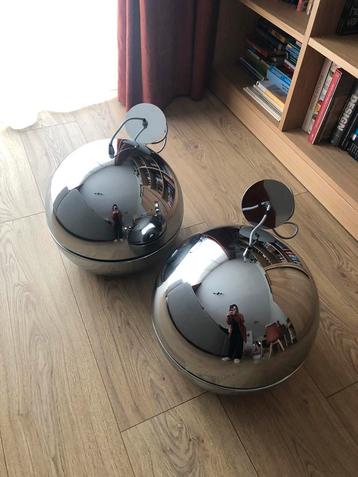 2x Zuiver Retro ’70 hanglampen verchroomd,, Enlèvement, Utilisé, Métal