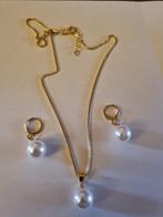 Gouden set met witte parels, Handtassen en Accessoires, Kettingen, Ophalen of Verzenden, Nieuw