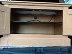 Eiken gezandstraalde Tv meubel/kast + stopcontacten vanbinne, Huis en Inrichting, Ophalen, Zo goed als nieuw, Glas