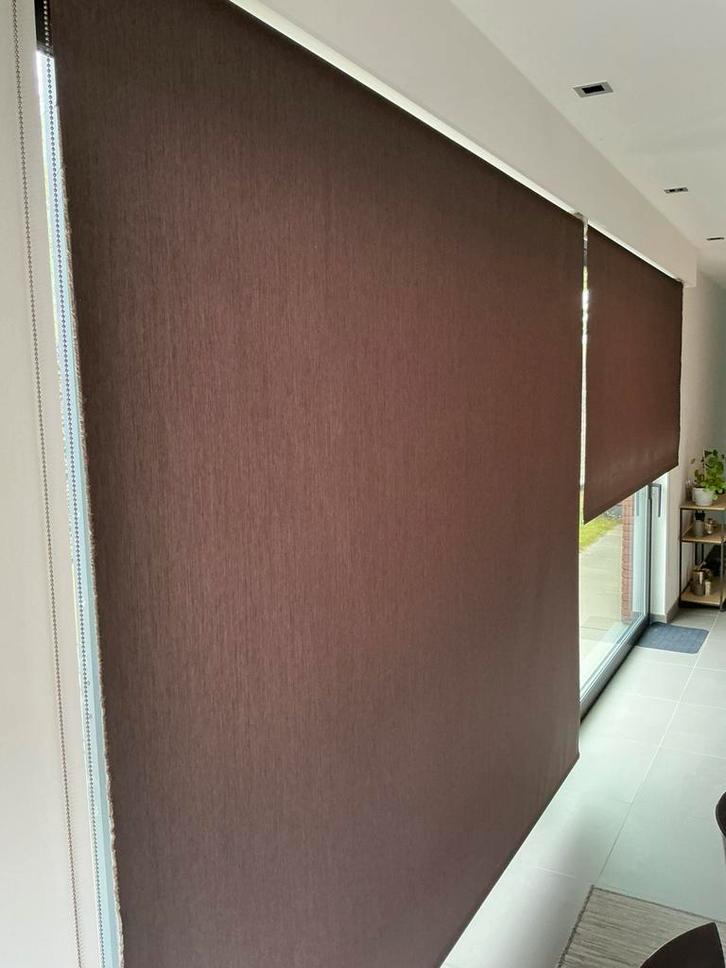 Rolgordijnen, Huis en Inrichting, Stoffering | Gordijnen en Lamellen, Gebruikt, 200 cm of meer, 200 cm of meer, Bruin, Grijs, Ophalen