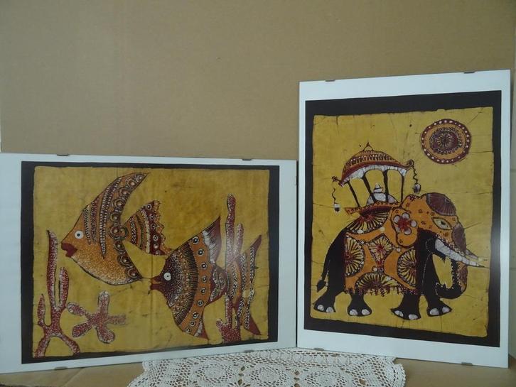 Schilderij India Mughal schilderijen olifant + mandala set, Antiek en Kunst, Kunst | Niet-Westerse kunst, Ophalen of Verzenden