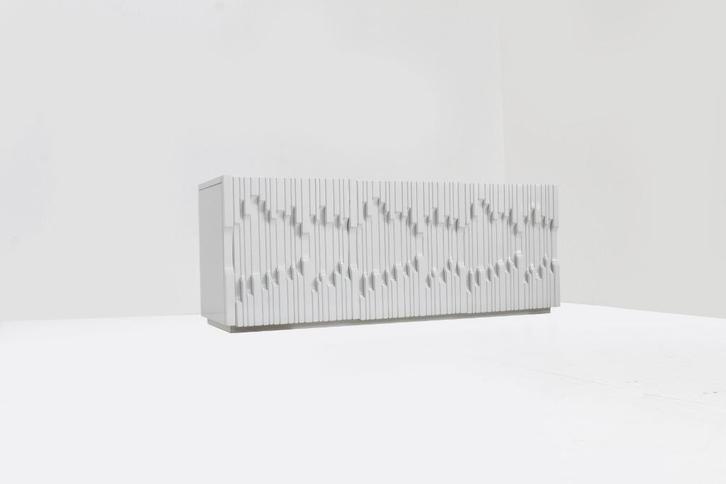 Vintage brutalist dressoir Pianoforte Luciano frigerio, Huis en Inrichting, Kasten |Televisiemeubels, Gebruikt, Minder dan 100 cm