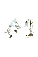 2 Art Deco schansen en tafellamp met zwanenhals, Ophalen, Glas