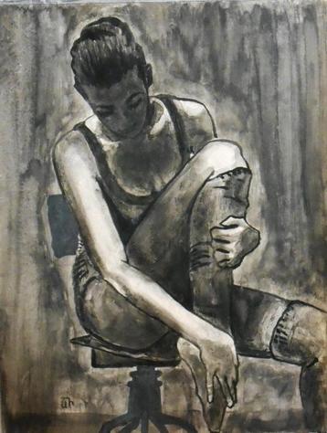 "Na de balletrepetitie..." Schilderij   beschikbaar voor biedingen