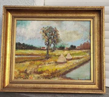 huile sur panneau paysage signe bain ingo beschikbaar voor biedingen
