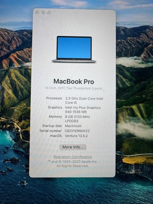 MacBook Pro 2017, Computers en Software, Apple Macbooks, Gebruikt, MacBook, 13 inch, 2 tot 3 Ghz, 128 GB of minder, 8 GB, Azerty