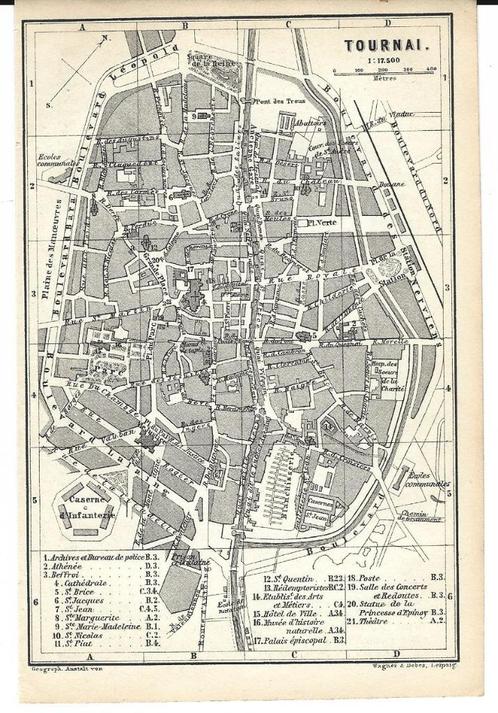1881 - Tournai - plan de la ville, Antiquités & Art, Art | Eaux-fortes & Gravures, Enlèvement ou Envoi
