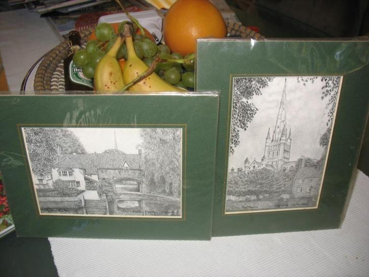 Gesigneerde tekeningen van Chris Hutchins, Antiek en Kunst, Kunst | Tekeningen en Fotografie, Ophalen of Verzenden