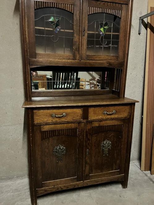 vintage buffetkast met glas-in-lood ramen – GRATIS, Huis en Inrichting, Kasten | Buffetkasten, Gebruikt, 200 cm of meer, 100 tot 150 cm