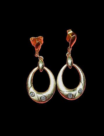 18 KARAATS GOUDEN OORBELLEN + BRILJANTEN  beschikbaar voor biedingen