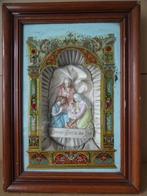 Antiek devotieobject beeld Heilige Familie muziekdoos 1900, Ophalen of Verzenden