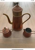 Koperen koffiepot, melk en suikerpotje, Antiek en Kunst, Ophalen of Verzenden