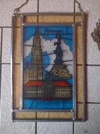 Vitrail Anvers avec support de fenêtre original, Antiquités & Art, Enlèvement ou Envoi
