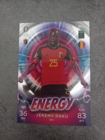 Topps Match Attax Euro 2024. Energy Jeremy Doku Belgique.