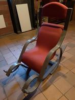 Designzetel, verstelbaar 4 standen, grijs en rode stof., Tuin en Terras, Ophalen, Zo goed als nieuw, Hout, Verstelbaar