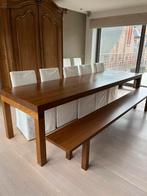 Eettafel massief eik en bank ( 3meter bij 90 cm) Leuven, Zo goed als nieuw, Ophalen