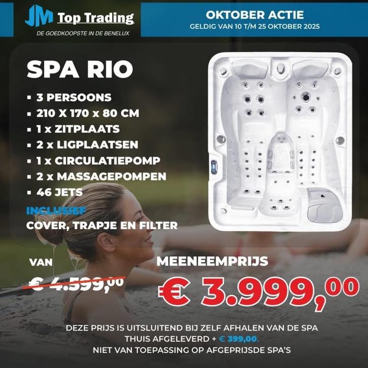 Jacuzzi Rio - 3 pers. - Oktober actie!! - Balboa, Tuin en Terras, Zwembad-toebehoren, Nieuw, Filter, Verzenden