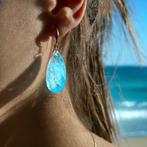 Boucles d'oreilles pierre semi-précieuse plaquée or 14 carat, Comme neuf, Or, Bleu, Pendantes
