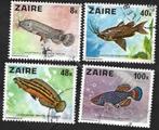 4 + 1(PF) Postzegels Zaïre 1978 Vissen, Ophalen of Verzenden, Gestempeld, Dier of Natuur