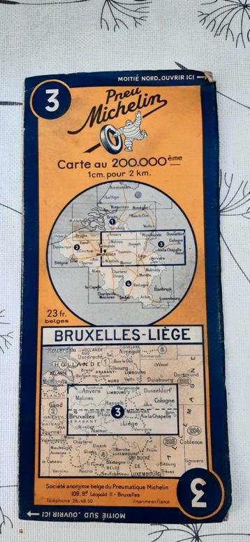 Ancienne carte routière Bruxelles, Liège, Enlèvement ou Envoi, Comme neuf