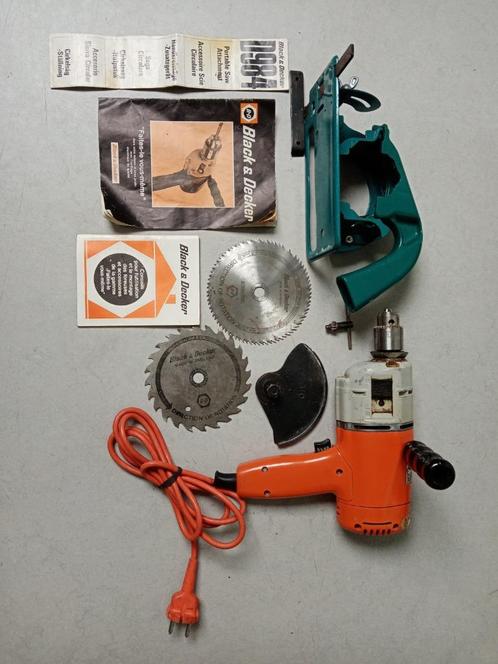 Black & Decker-boormachine met cirkelzaagbevestiging., Doe-het-zelf en Bouw, Gereedschap | Boormachines, Gebruikt, Boormachine