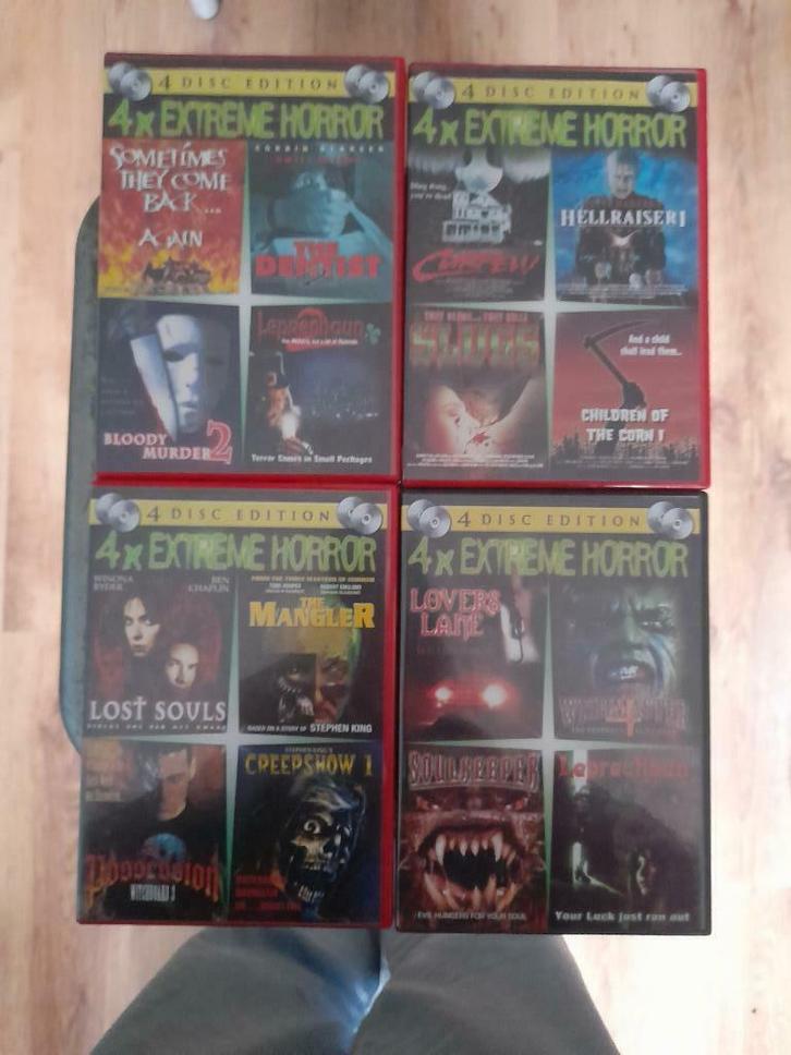 4 horror boxen, Cd's en Dvd's, Dvd's | Horror, Zo goed als nieuw, Boxset, Vanaf 16 jaar, Verzenden