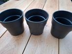 Set 3 zwarte bloempotten, Tuin en Terras, Ophalen of Verzenden, Zo goed als nieuw